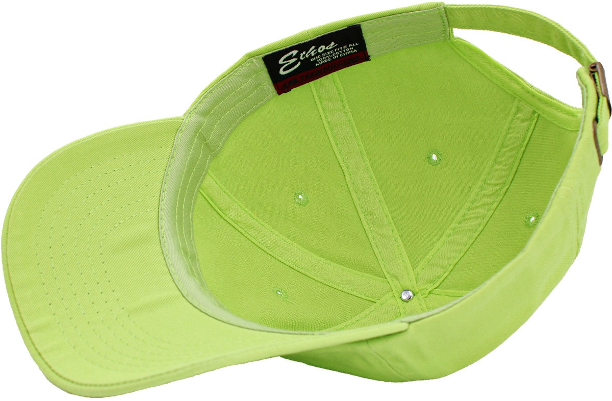 Spring Green Low Profile Baseball Caps Inside Turned Over View